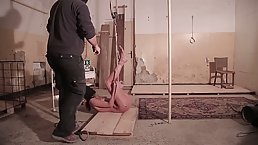 Slim woman got naked, tied up and tortured for a while in a random basement