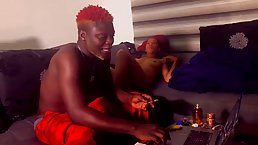 Big ass, Ebony babe with short, blonde hair is getting her daily dose of fuck
