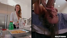 Smoking hot caterer girl is squirting and moaning while getting fucked hard, in the bedroom