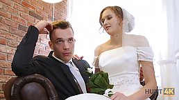 Filthy rich guy pays a lot of money to fuck the bride right after the wedding