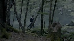 Elisabeth Moss is making out with her lover, in the forest, before having sex with him