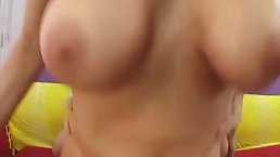 Blonde housewife with big boobs gave a blowjob to her new lover, before getting fucked hard