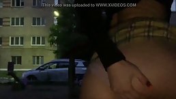 Horny, Russian girls are licking each other's nipples and masturbating on the local parking lot