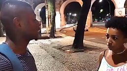African chick meets a guy in the street and ends up riding his stiff dick