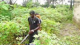 African lady is getting fucked from the back, hoping that no one will see her