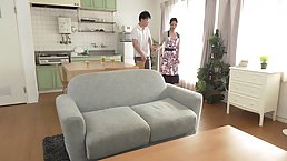 Korean housewife is using every opportunity to fuck some of her husband's friends, free of charge