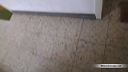 Skinny German blonde with glasses, Melanie Schweiger is getting fucked, in the middle of the day