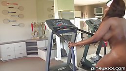 Big ass slut is having sex instead of doing her workout routine, because it feels better