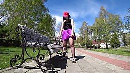 Voyeur in public places looks under the skirts of girls with juicy butts.