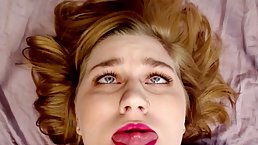 Chubby blonde with braces is moaning while getting ready to cum in front of the camera