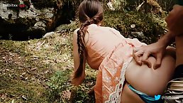 Slim, teen brunette got fucked hard, from the back, in the middle of the day