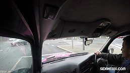 Passionate chick got fucked in the back of a car, to pay for the taxi ride