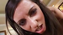 Slutty brunette, Lela Star is sucking a huge dick as deep as she can swallow it