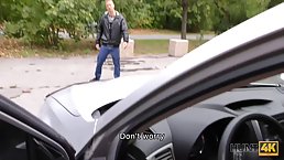 Ambitious chick is fucking a handsome guy in his car, after giving him an impressive blowjob