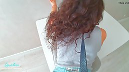 Small titted chick with curly hair is getting spanked and fucked hard, from the back