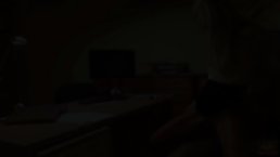 Horny blonde is fucking a handsome co- worker in his office and moaning while cumming