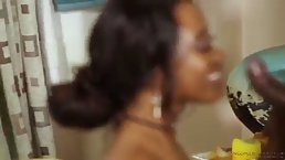 Charming Ebony masseuse is secretly fucking a handsome client, because she really likes his dick