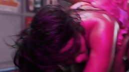 Horny, Latin brunette is getting fucked in a local bar and squirting from pleasure while cumming
