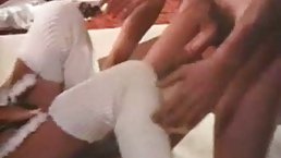 Horny women are having a threesome with a married man from the neighborhood, late at night