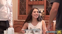 Frisky, teen brunette cheated on her boyfriend with her step- brother, the other day and enjoyed it