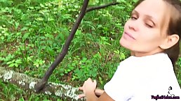 Dirty minded brunette gave a blowjob to a stranger and then got fucked from the back