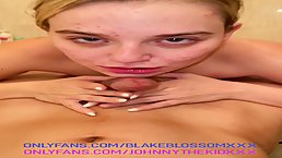 Slutty blonde teen is giving a titjob to a guy she likes and then getting fucked
