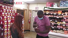 Handsome, black guy with tattoos is fucking a slutty, white chick, while her boyfriend is at work