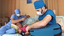 Tanned babe is moaning while getting fucked in the hospital, because she is about to cum