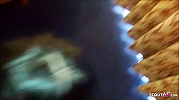 Masked brunette, Lina is facesitting a guy on the balcony, before getting fucked from the back