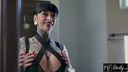 Tattooed brunette with big, firm tits, Jessie Lee is having hardcore sex in the late afternoon