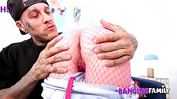 Inked guy with a massive cock is about to fuck his best friend's slutty girlfriend