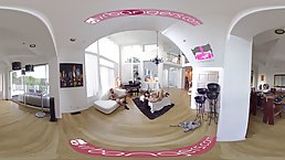 Kinky man is jerking off while watching his girlfriend making love with his favorite mistress