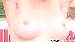 Lovely woman is about to get naked and start masturbating in front of the camera