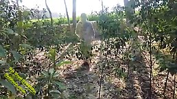 Indian woman is about to get banged in the nature, while her husband is at home