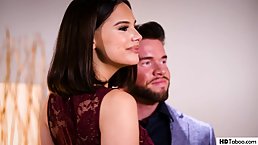 Hot brunette was ready for the prom night but got busy having sex with her step- brother