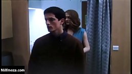 Horny woman is having steamy sex with a younger guy in a hotel room and enjoying it