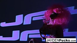 Pink haired slut, Jayden Jaymes is playing with a butt plug and enjoying it a lot