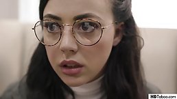 Nerdy brunette, Whitney Wright is about to get down on her knees and suck a massive dick