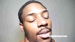 Ebony girl is eagerly sucking her new boyfriend's dick to make him explode from pleasure
