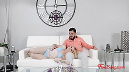 Experienced blonde babe, Nikki Sweet is giving a blowjob to her step- brother, before fucking him