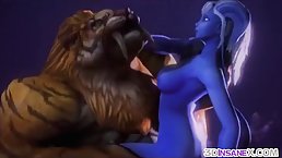3D babe is getting fucked hard in the arena and screaming from pleasure during an orgasm