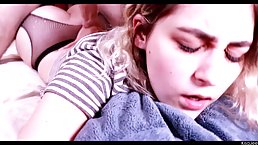 Big ass blonde, KisaJae is moaning while having casual sex with a guy she has recently met