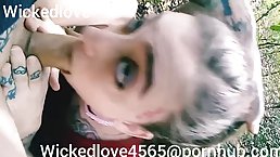 Slutty teen brunette is moaning while getting throatfucked, in the middle of a beautiful day
