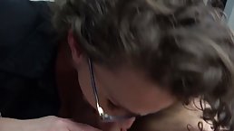 Sexy milf is stunned with her partner strength holding up her body while she gives him blowjob