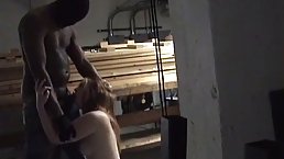 Kinky babe in bride dress,Christie Wettis gets caught and fucked hard by janitor, in the basement