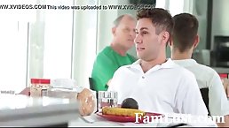 Seductive blonde mommy is fucking her step- son in the morning andmoaning while cumming