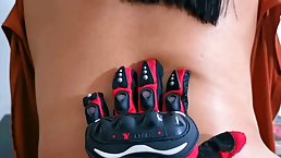 Racy brunette is getting fucked from the back and moaning from pleasure while experiencing an ogasm