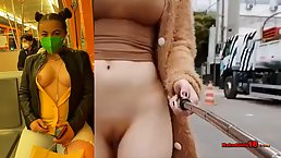 Nude babes are posing and teasing even in public places, because it feels so exciting