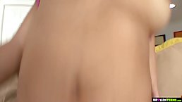 Ebony chick is sucking a big, white dick and getting stuffed with it, on the sofa