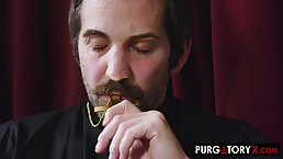 Horny priest is about to eat pussy and fuck Chloe Amour, until she starts screaming from pleasure